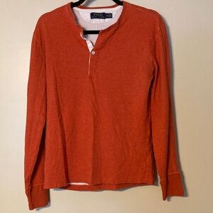 Polo by Ralph Lauren Men's Rust Long Sleeve Thermal Lined Henley